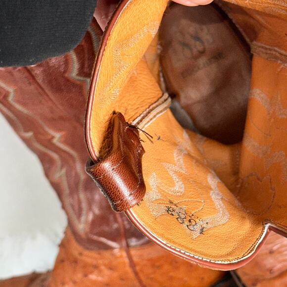 Lucchese 1883 Ostrich Cowboy Boots 8B Brown Western Vintage Cowgirl - Picture 16 of 16